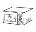 Coloring book. Microwave oven. Black and white cartoon kitchen appliances