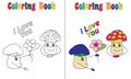 Coloring Book Mushroom Love