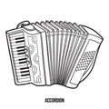 Coloring book: musical instruments (accordion) Royalty Free Stock Photo