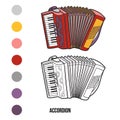 Coloring book: musical instruments (accordion)