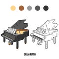 Coloring book: musical instruments (grand piano)