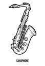 Coloring book: musical instruments (saxophone)