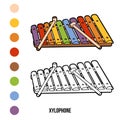 Coloring book: musical instruments (xylophone)