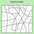 Coloring book number for kids. Worksheet for preschool, kindergarten and school age. Royalty Free Stock Photo