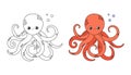 Coloring book octopus for kids Royalty Free Stock Photo