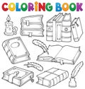 Coloring book old books theme set 1 Royalty Free Stock Photo