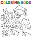 Coloring book owl teacher theme 1 Royalty Free Stock Photo