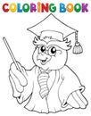 Coloring book owl teacher theme 3 Royalty Free Stock Photo