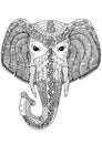 Coloring book page for adults. Elephant. Royalty Free Stock Photo