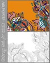 Coloring book page for adults - flower paisley