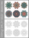 Coloring book page for adults - flower paisley