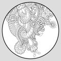 Coloring book page for adults - zendala, joy to older children a