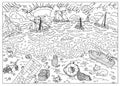 Coloring book page. Beach after storm Royalty Free Stock Photo