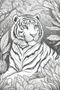 Coloring book page. Cartoon animals for kids, tiger. Generative AI Royalty Free Stock Photo