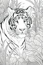 Coloring book page. Cartoon animals for kids, tiger. Generative AI Royalty Free Stock Photo