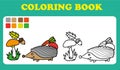 Coloring Book or Page Cartoon Illustration of Funny hedgehog