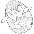 A coloring book,page for chidlren and adults ,an Easter chiken image for relaxing.Zen art style illustration