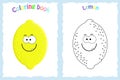 Coloring book page for children with colorful lemon and sketch