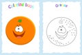 Coloring book page for children with colorful orange and sketc