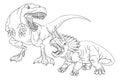 Coloring Book Page Dinosaurs In Outline