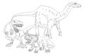 Coloring Book Page Dinosaurs In Outline