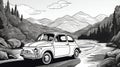 1975 Fiat 500 Car Coloring Book Page