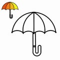 Coloring book with isolated sketched opened umbrella. Vector illustration