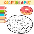 Coloring book or page for kids. donut black and white vector