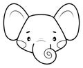 Coloring book or page for kids. Elephant black and white outline illustration