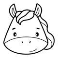 Coloring book or page for kids. Horse black and white outline illustration