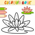 Coloring book or page for kids. lotus black and white vector