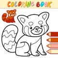 Coloring book or page for kids. Red panda black and white vector Royalty Free Stock Photo