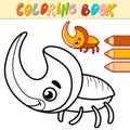 Coloring book or page for kids. rhinoceros beetle black and white vector