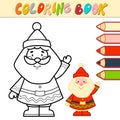 Coloring book or Coloring page for kids. Santa claus black and white vector