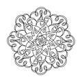 Coloring book page. Magic abstract mandala in doodle style
