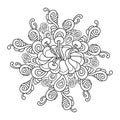 Coloring book page, mandala, Fantastic flower for adults and older children. An ornate hand-drawn Vector illustration