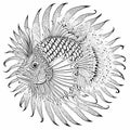 coloring book page mandala ocean sea fish