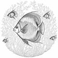 coloring book page mandala ocean sea fish