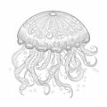 coloring book page mandala ocean sea jellyfish