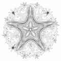 coloring book page mandala ocean sea starfish