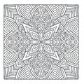 Coloring book page. Modern linear pattern. Black and white background. Template for textile. Ornamental square pattern