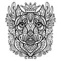 Coloring book page pitbull dog vector illustration