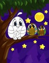 Coloring book page for preschool children with colorful background and sketch owl for coloring