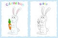 Coloring book page for preschool children with colorful rabbit Royalty Free Stock Photo