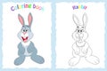 Coloring book page for preschool children with colorful rabbit Royalty Free Stock Photo