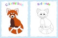 Coloring book page for preschool children with colorful red panda Royalty Free Stock Photo