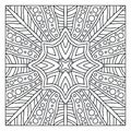 Coloring book page print. Oriental linear pattern. Vector black and white background. Template for textile. Ornamental Royalty Free Stock Photo