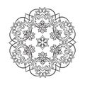 Coloring book pages for kids and adults. Hand drawn abstract snowflake Royalty Free Stock Photo