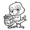 Coloring book, Parrot and globe Royalty Free Stock Photo