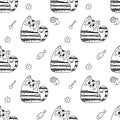 Coloring book. Pattern with cute cartoon cats